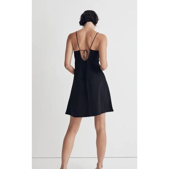 Madewell $88 Layton Mini Slip Dress in Black Size 8 NL091 - Picture 3 of 9